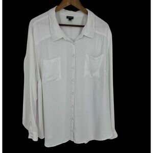 Torrid White Button-Up Collared Long Sleeve Lightweight Blouse Women's Size 4X